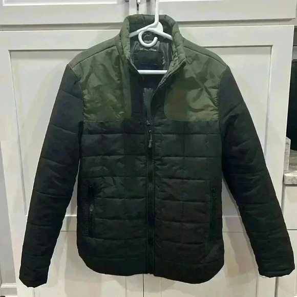 Nomad Mens Quilted Puffer Jacket Medium Black Green Insulated Full Zip Lined - Picture 5 of 12